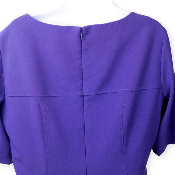 Tahari ASL Purple Sheath Short Sleeves Dress Pockets 12 - Picture 4 of 11